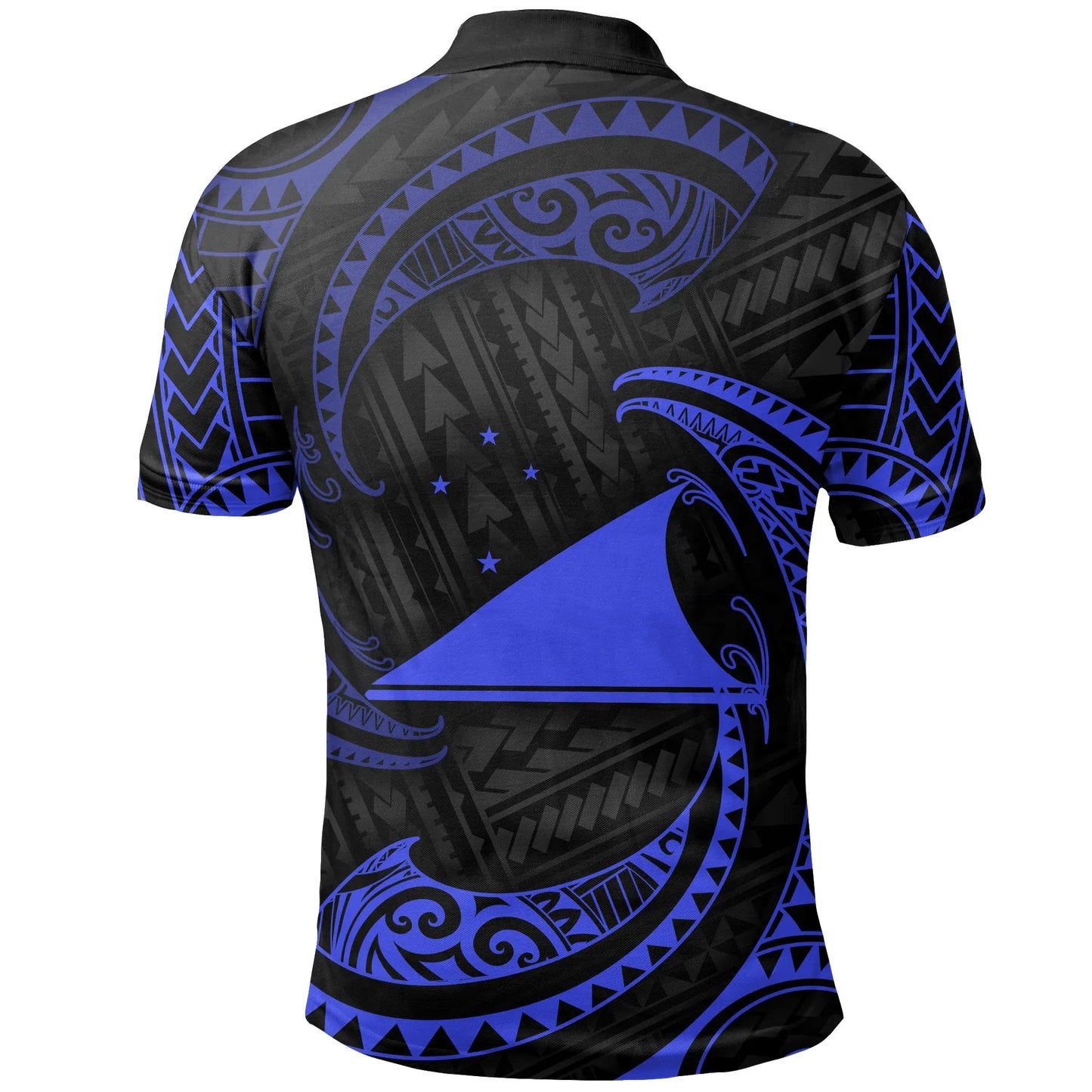 Tokelau Polynesian Polo Shirt - Blue Tribal Wave