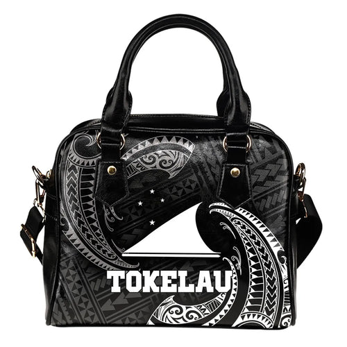 Tokelau Polynesian Shoulder Handbag - White Tribal Wave