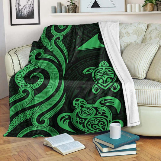 Tokelau Premium Blanket - Green Tentacle Turtle