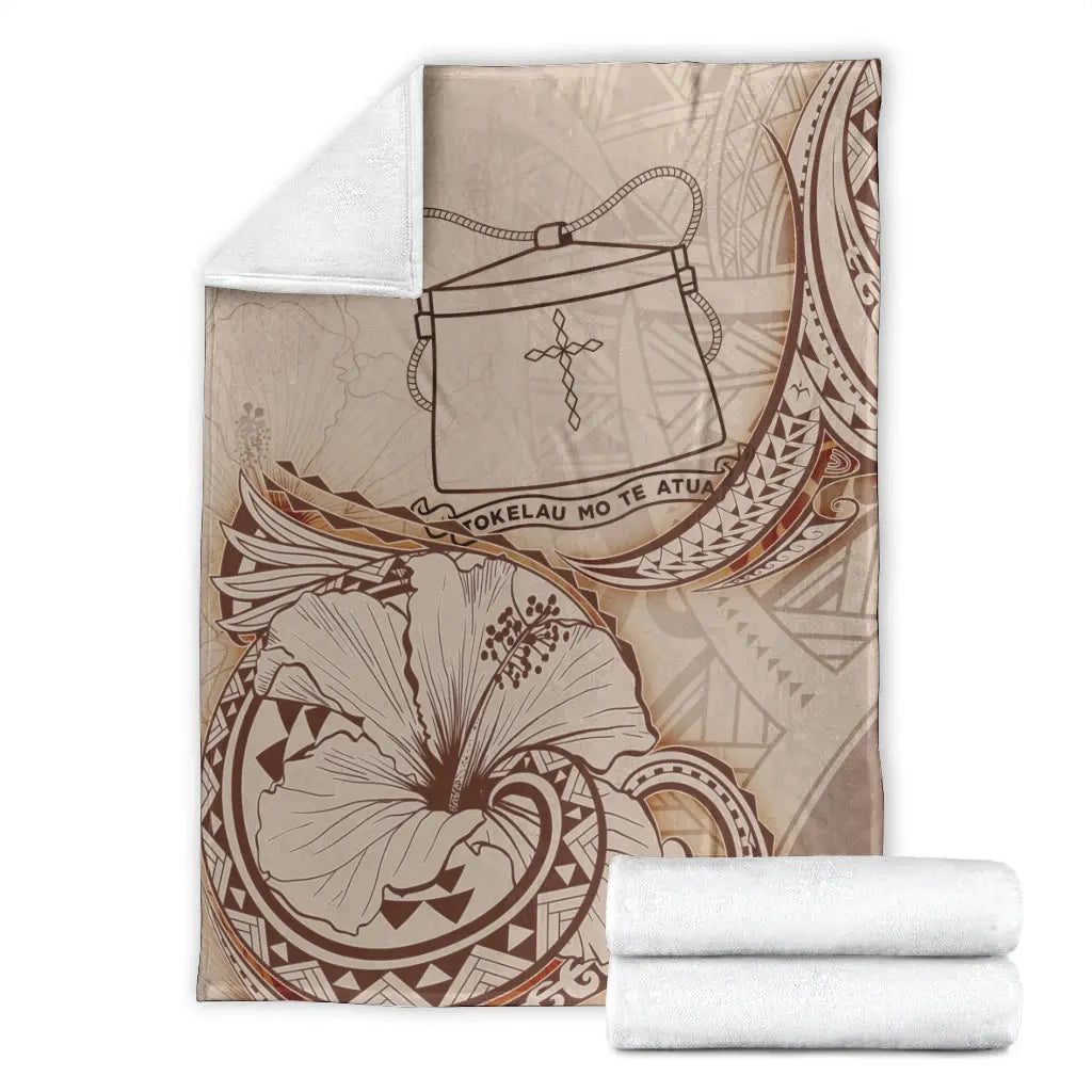 Tokelau Premium Blanket - Hibiscus Flowers Vintage Style
