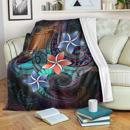 Tokelau Premium Blanket - Plumeria Flowers Style