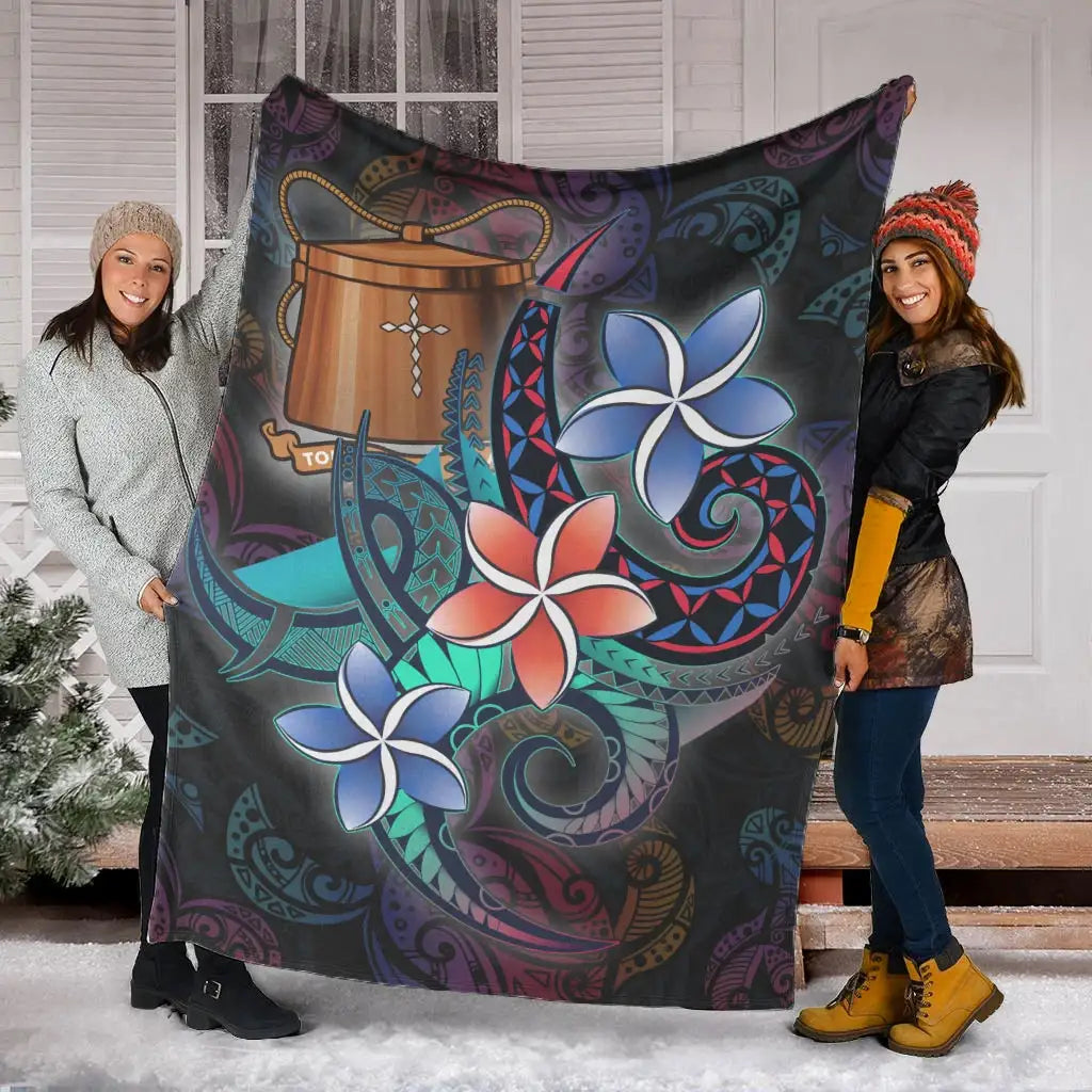 Tokelau Premium Blanket - Plumeria Flowers Style