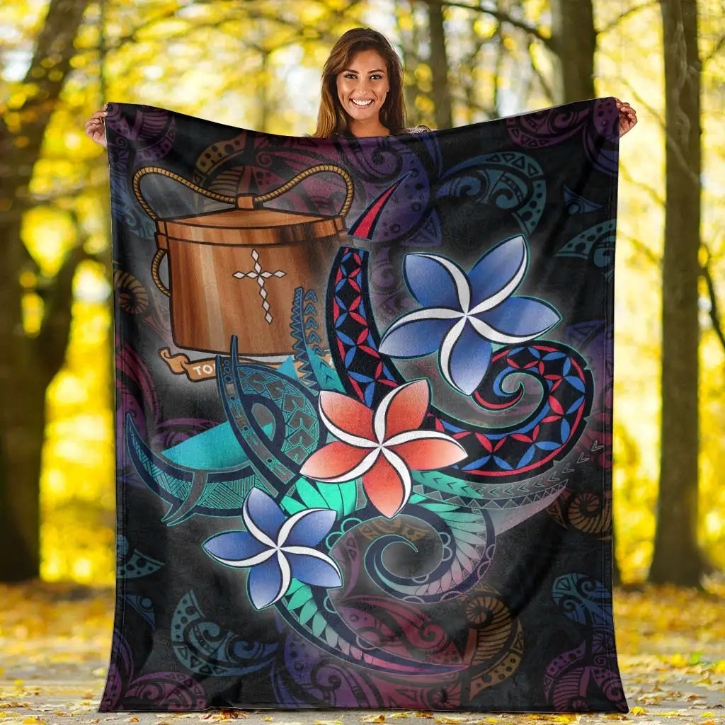 Tokelau Premium Blanket - Plumeria Flowers Style