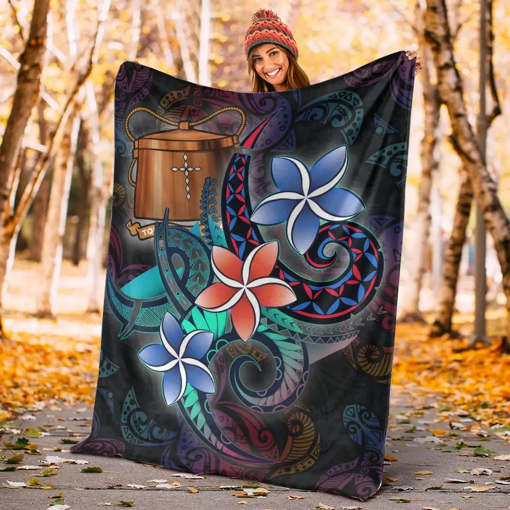 Tokelau Premium Blanket - Plumeria Flowers Style