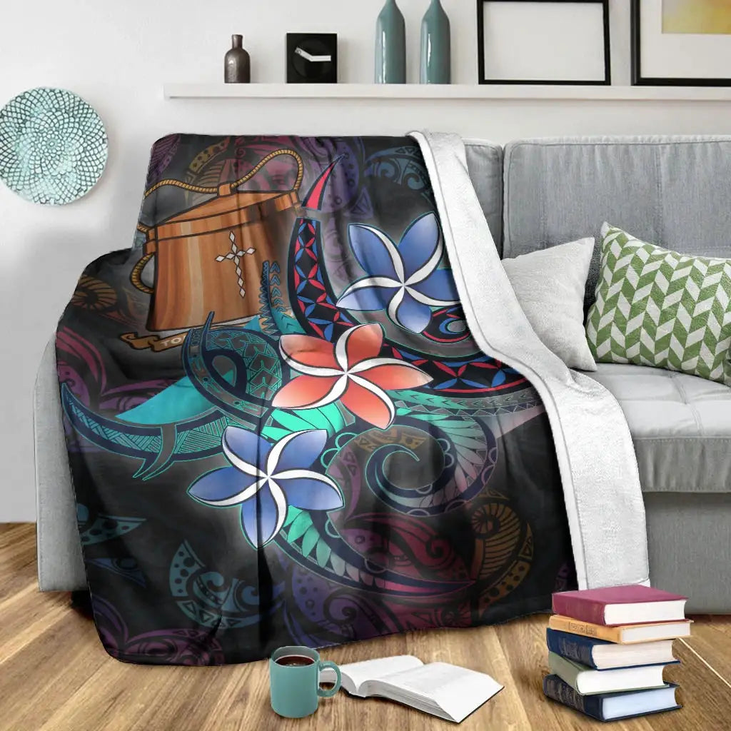 Tokelau Premium Blanket - Plumeria Flowers Style