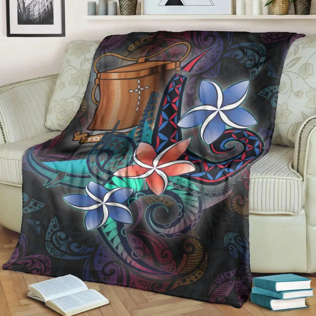 Tokelau Premium Blanket - Plumeria Flowers Style