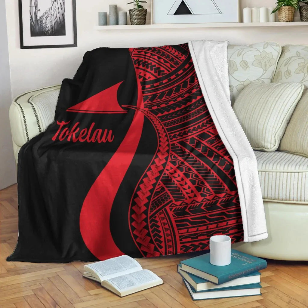 Tokelau Premium Blanket - Red Polynesian Tentacle Tribal Pattern