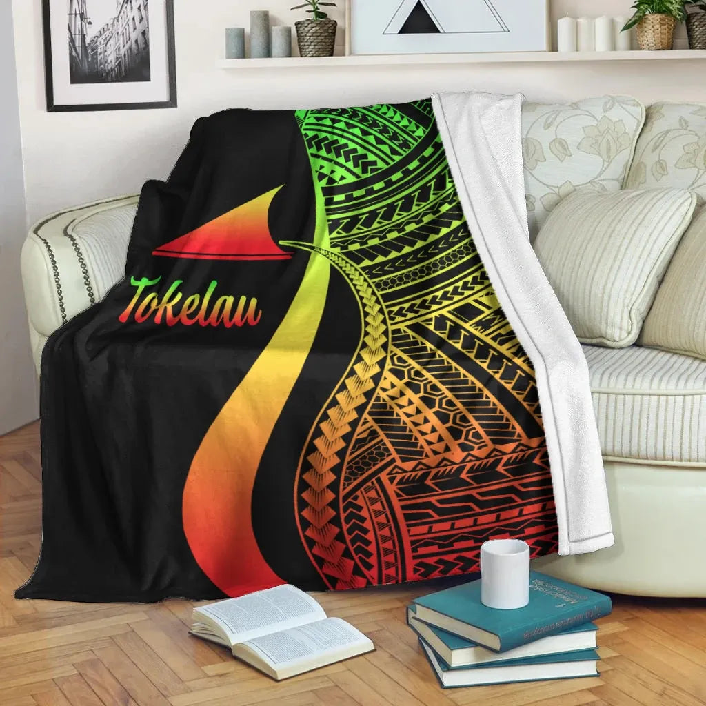 Tokelau Premium Blanket - Reggae Polynesian Tentacle Tribal Pattern