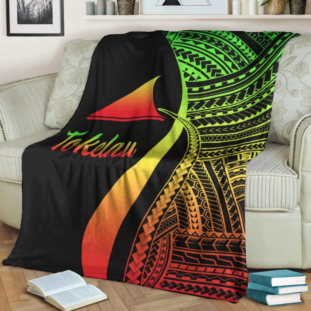 Tokelau Premium Blanket - Reggae Polynesian Tentacle Tribal Pattern