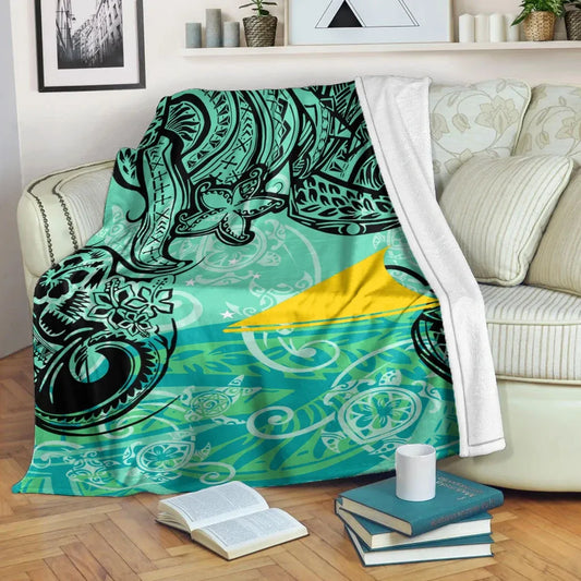 Tokelau Premium Blanket - Vintage Floral Pattern Green Color