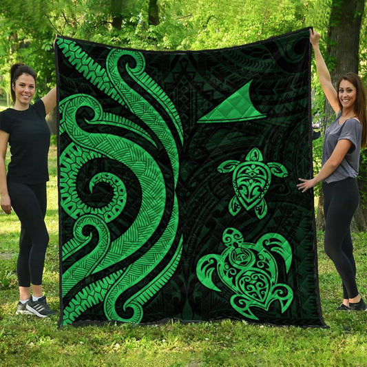 Tokelau Premium Quilt - Green Tentacle Turtle