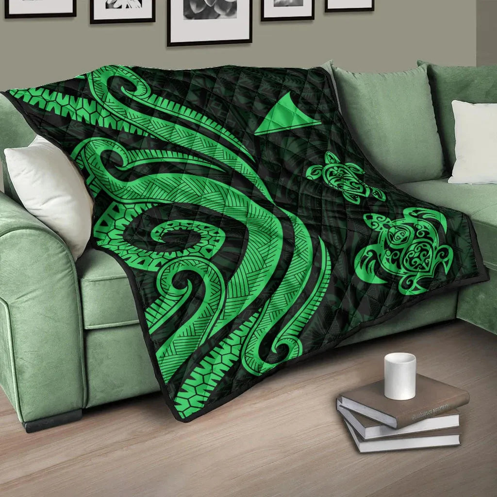 Tokelau Premium Quilt - Green Tentacle Turtle