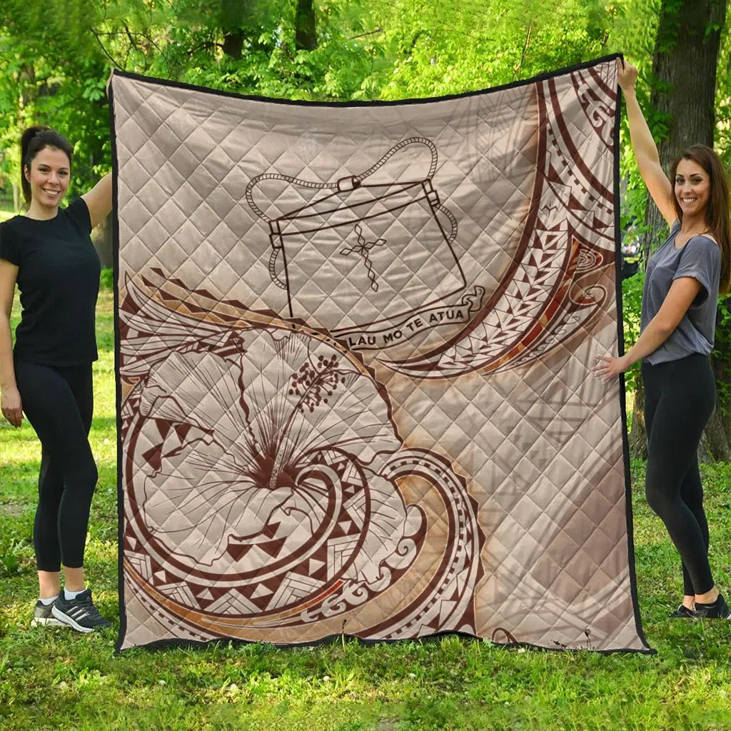Tokelau Premium Quilt - Hibiscus Flowers Vintage Style