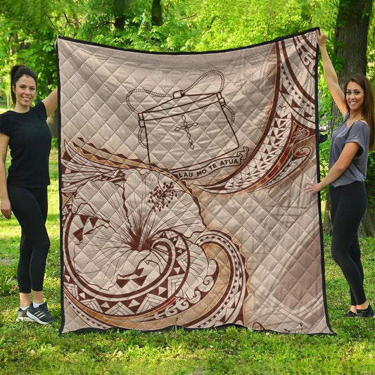 Tokelau Premium Quilt - Hibiscus Flowers Vintage Style