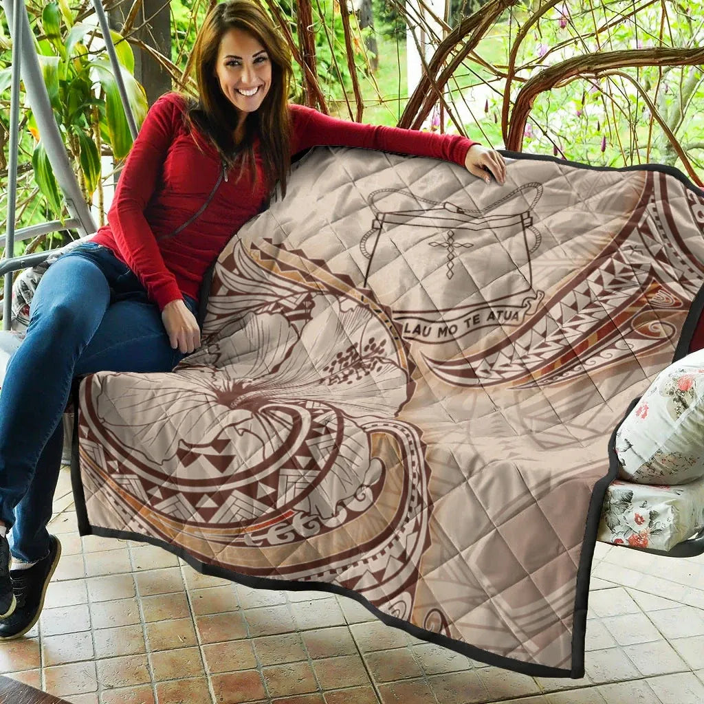 Tokelau Premium Quilt - Hibiscus Flowers Vintage Style