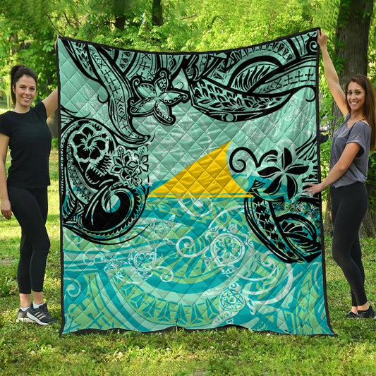 Tokelau Premium Quilt - Vintage Floral Pattern Green Color