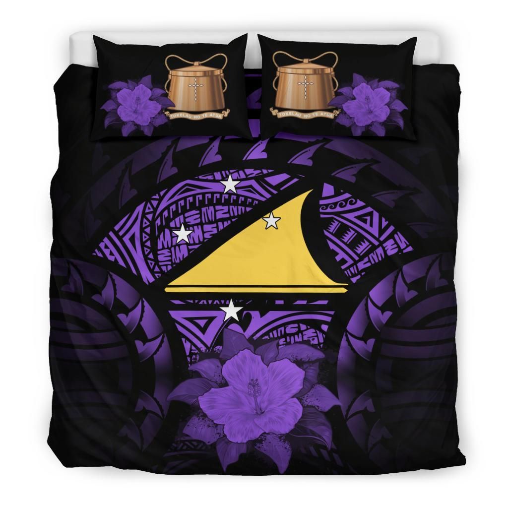 Tokelau Duvet Cover Set - Tokelau Flag & Purple Hibiscus