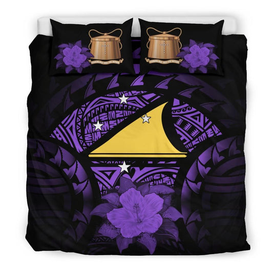 Tokelau Duvet Cover Set - Tokelau Flag & Purple Hibiscus