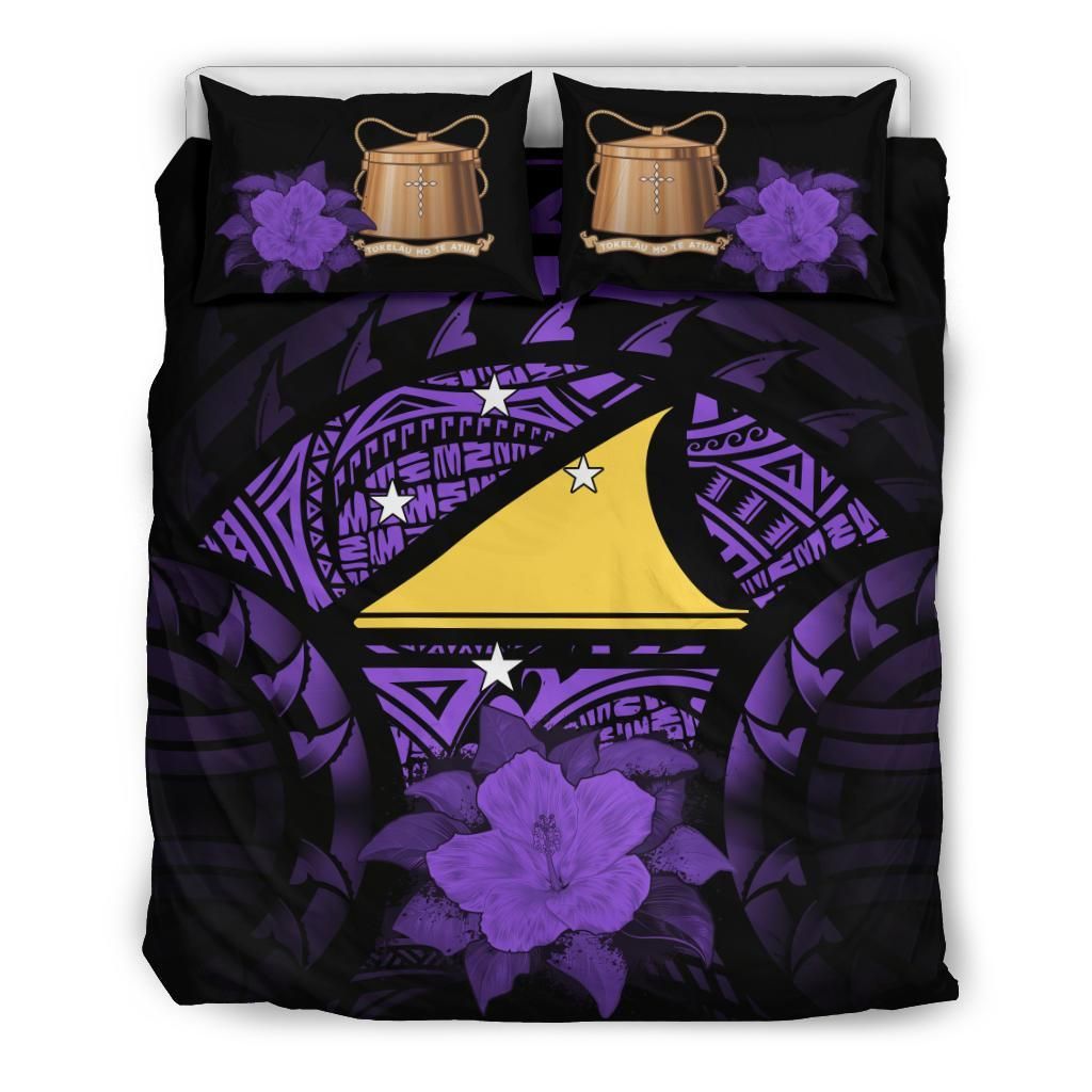 Tokelau Duvet Cover Set - Tokelau Flag & Purple Hibiscus