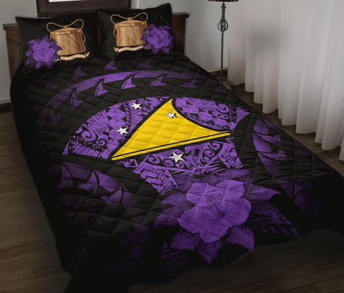 Tokelau Polynesian Quilt Bed Set Hibiscus Purple
