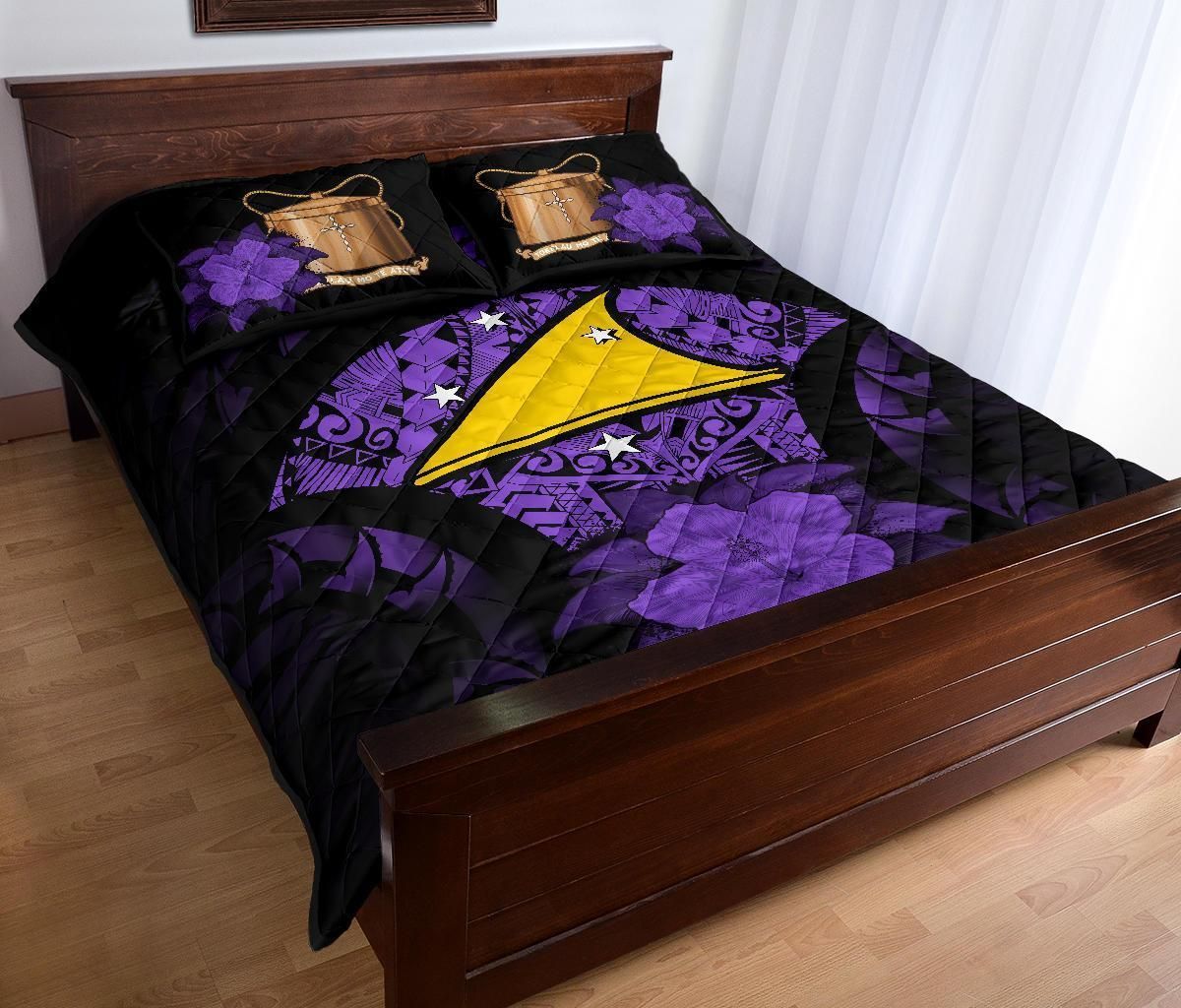 Tokelau Polynesian Quilt Bed Set Hibiscus Purple