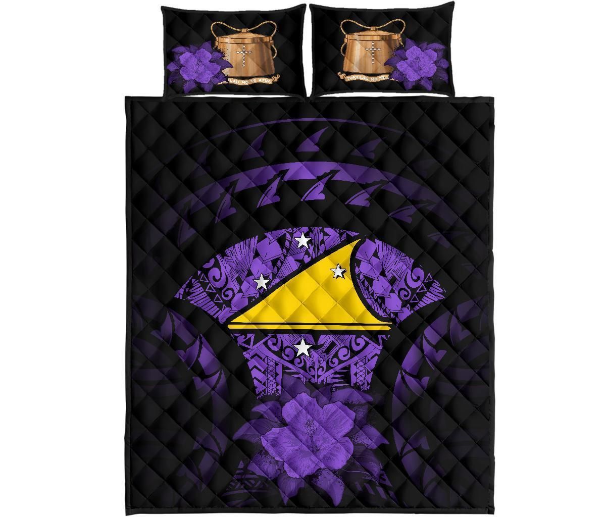 Tokelau Polynesian Quilt Bed Set Hibiscus Purple