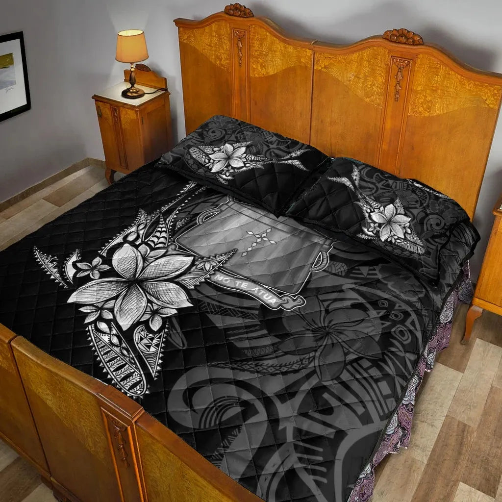 Tokelau Quilt Bed Set - Fish With Plumeria Flowers Style