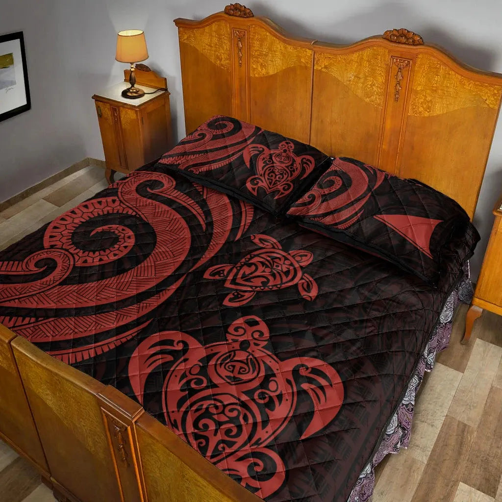 Tokelau Quilt Bed Set - Red Tentacle Turtle