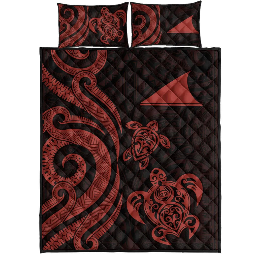 Tokelau Quilt Bed Set - Red Tentacle Turtle