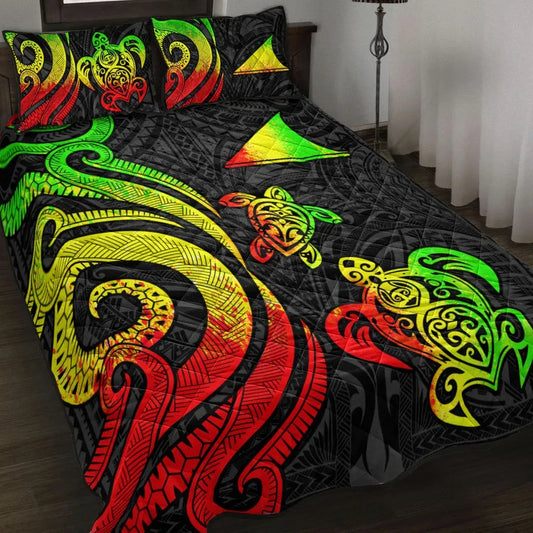 Tokelau Quilt Bed Set - Reggae Tentacle Turtle