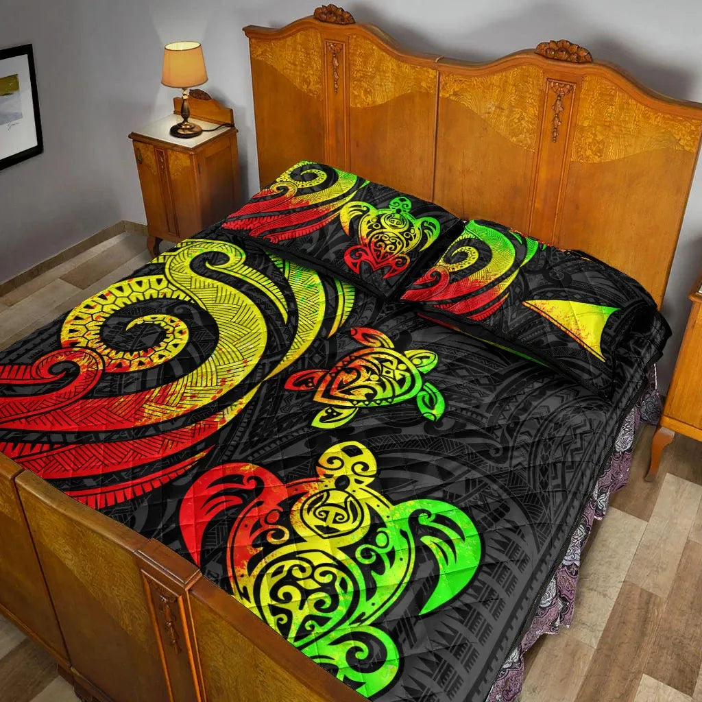 Tokelau Quilt Bed Set - Reggae Tentacle Turtle
