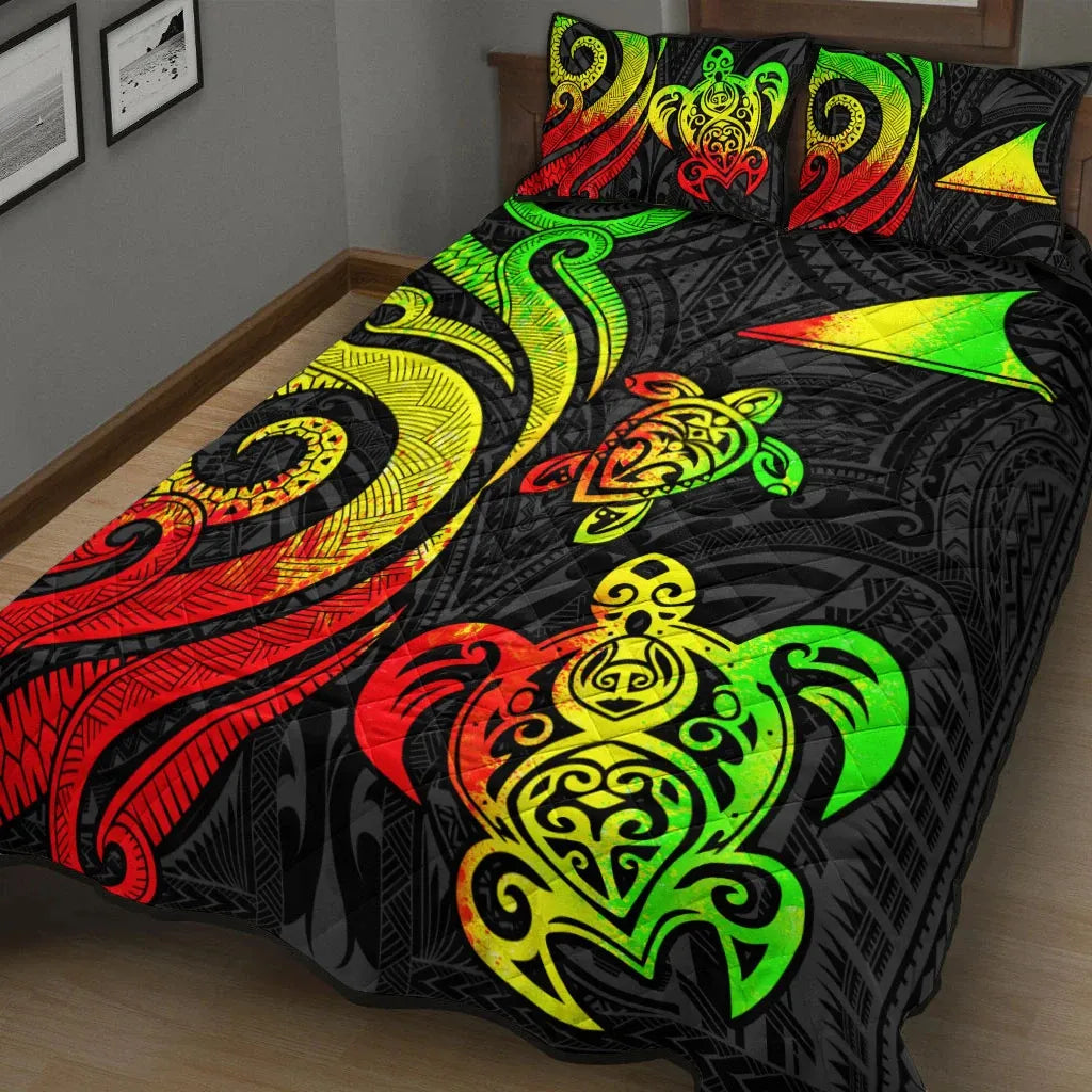 Tokelau Quilt Bed Set - Reggae Tentacle Turtle