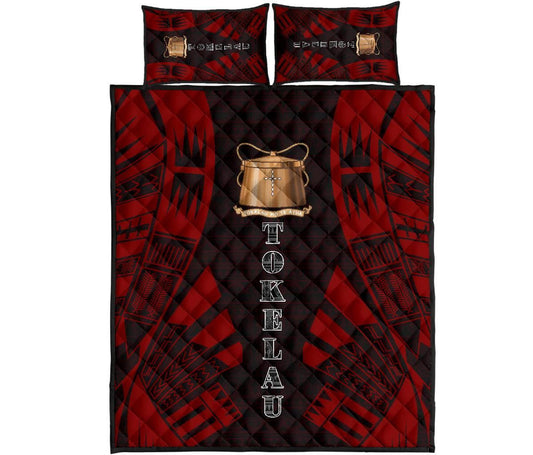 Tokelau Quilt Bed Set - Tokelau Coat Of Arms Red Tattoo Style