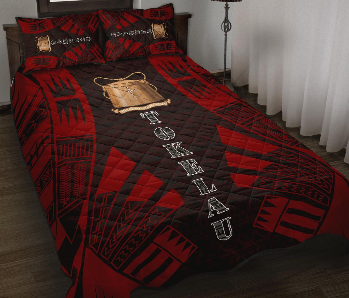 Tokelau Quilt Bed Set - Tokelau Coat Of Arms Red Tattoo Style