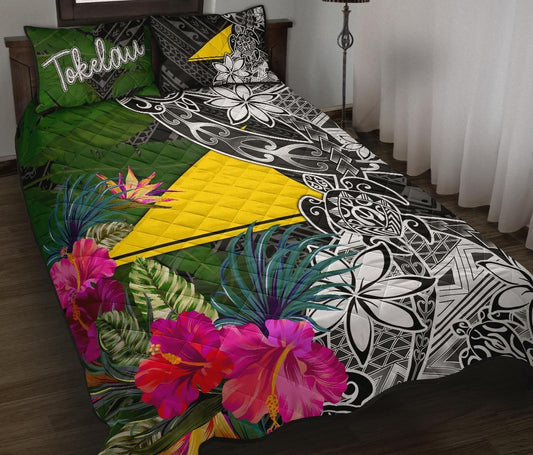 Tokelau Quilt Bed Set - Turtle Plumeria Banana Leaf