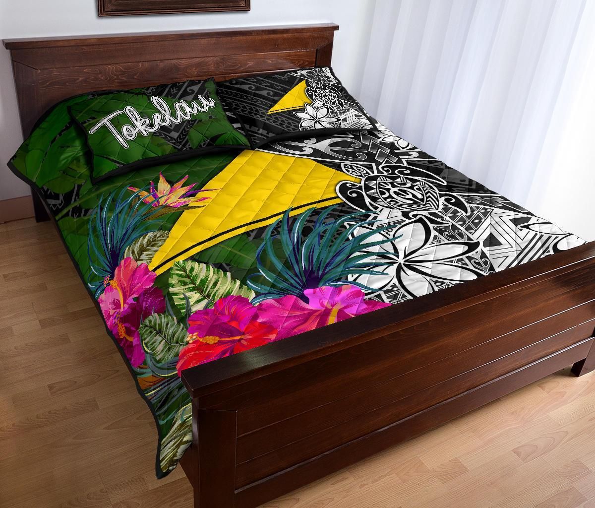 Tokelau Quilt Bed Set - Turtle Plumeria Banana Leaf