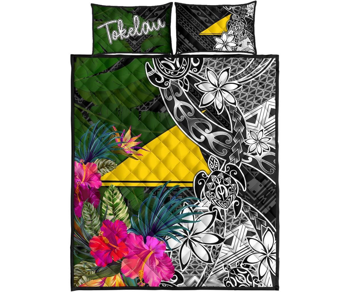 Tokelau Quilt Bed Set - Turtle Plumeria Banana Leaf