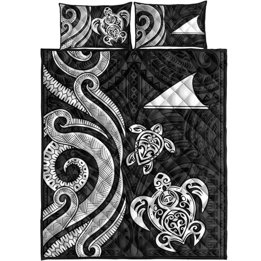 Tokelau Quilt Bed Set - White Tentacle Turtle