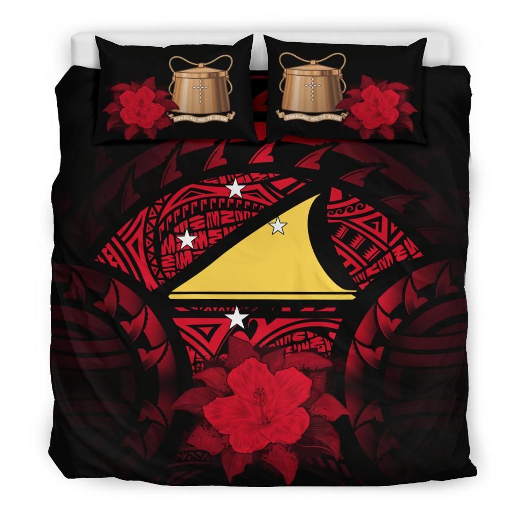 Tokelau Duvet Cover Set - Tokelau Flag & Red Hibiscus