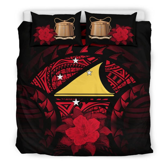 Tokelau Duvet Cover Set - Tokelau Flag & Red Hibiscus