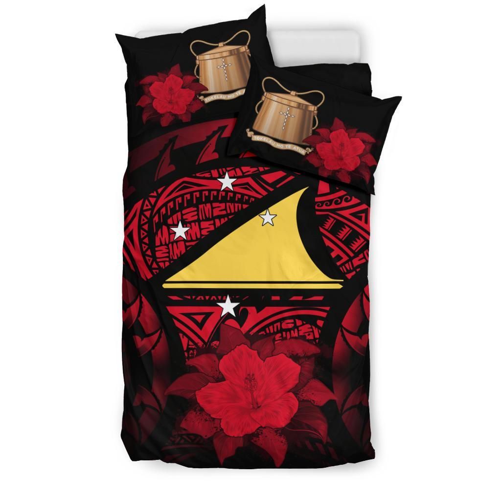 Tokelau Duvet Cover Set - Tokelau Flag & Red Hibiscus