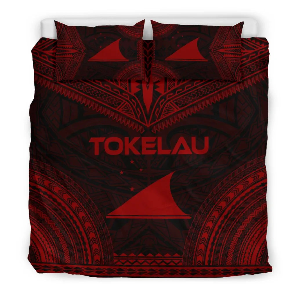 Tokelau Polynesian Chief Duvet Cover Set - Red Version