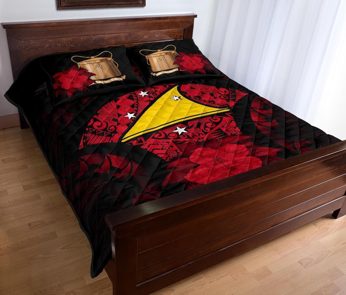 Tokelau Polynesian Quilt Bed Set Hibiscus Red