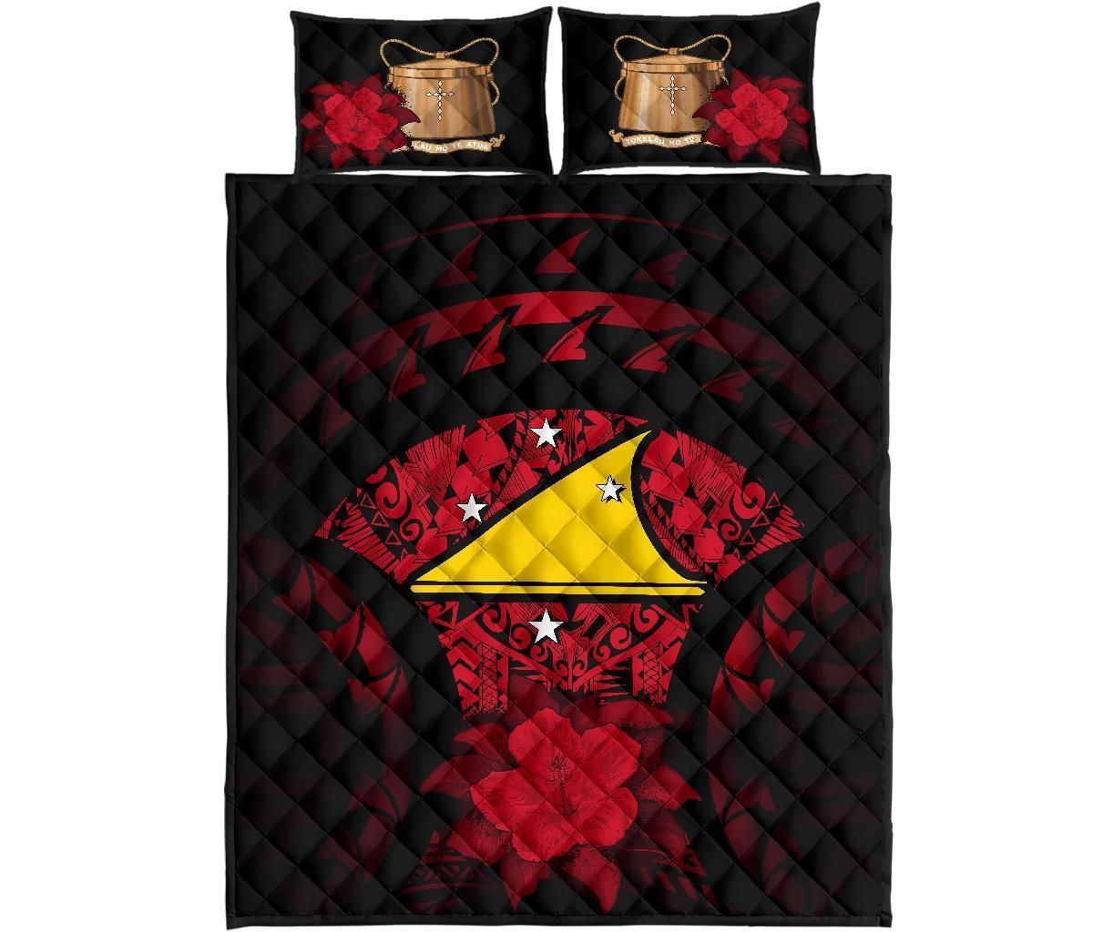 Tokelau Polynesian Quilt Bed Set Hibiscus Red