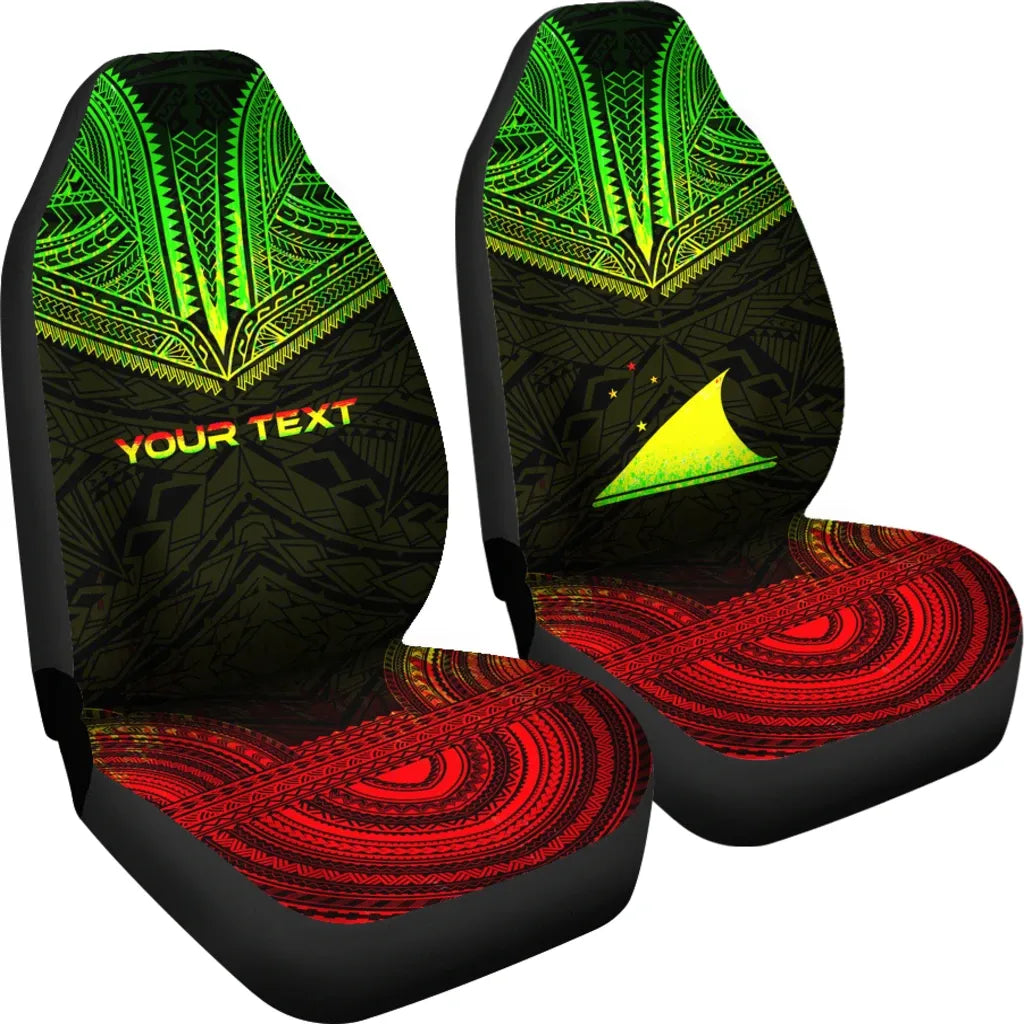 Tokelau Custom Personalised Car Seat Cover - Tokelau Flag Polynesian Chief Tattoo Reggae Version