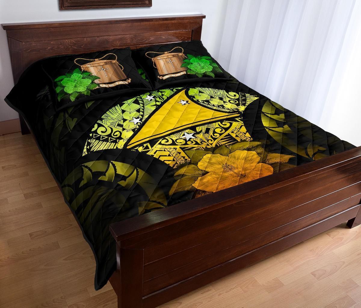 Tokelau Polynesian Quilt Bed Set Hibiscus Reggae