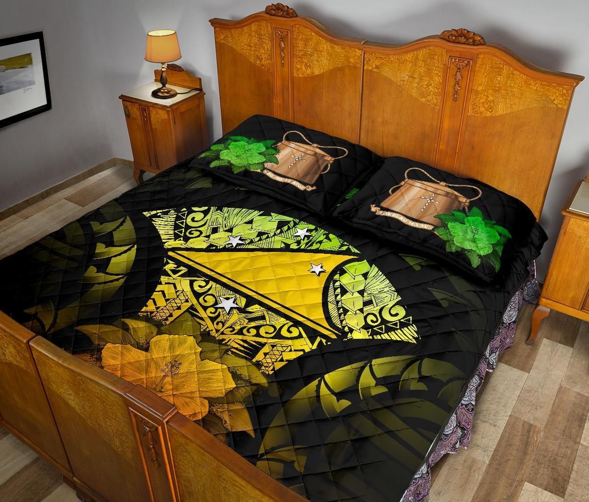 Tokelau Polynesian Quilt Bed Set Hibiscus Reggae