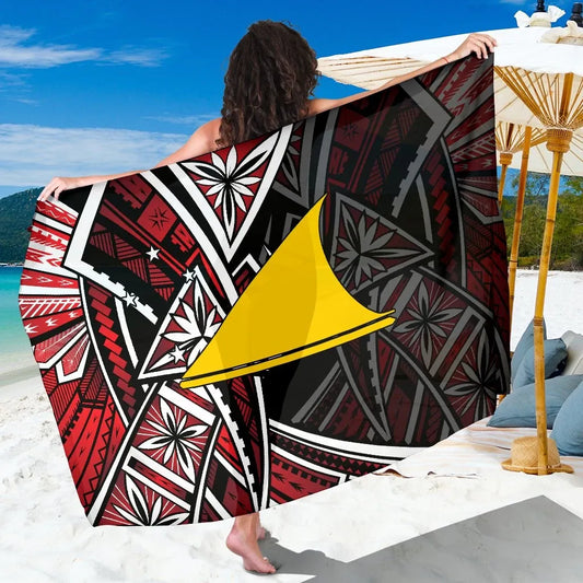 Tokelau Sarong - Tribal Flower Special Pattern Red Color