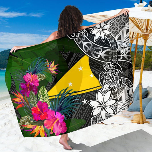 Tokelau Sarong - Turtle Plumeria Banana Leaf