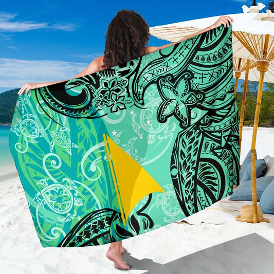 Tokelau Sarong - Vintage Floral Pattern Green Color